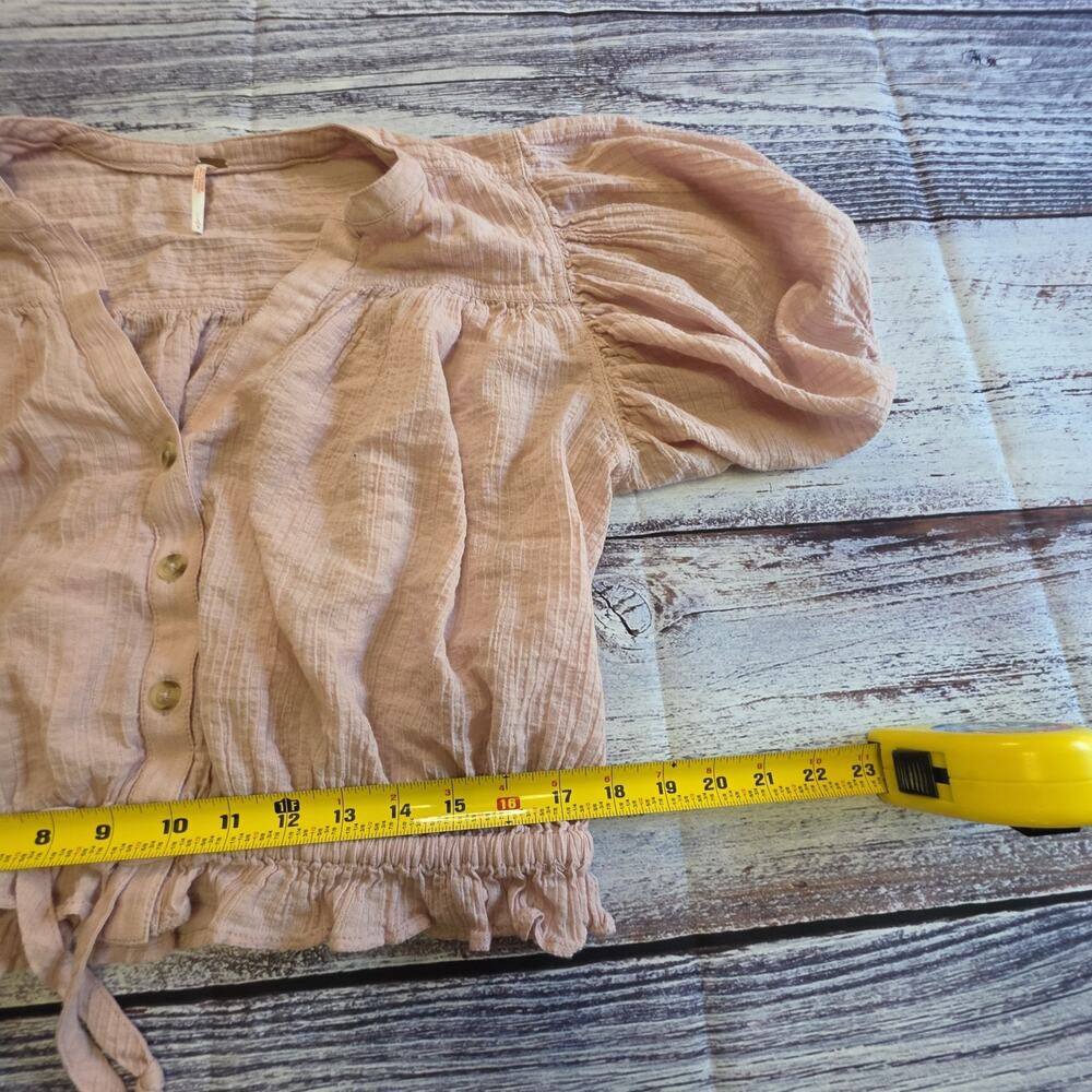 Free People Blush Pink Button-Front Peasant Blouse - Picture 10 of 10